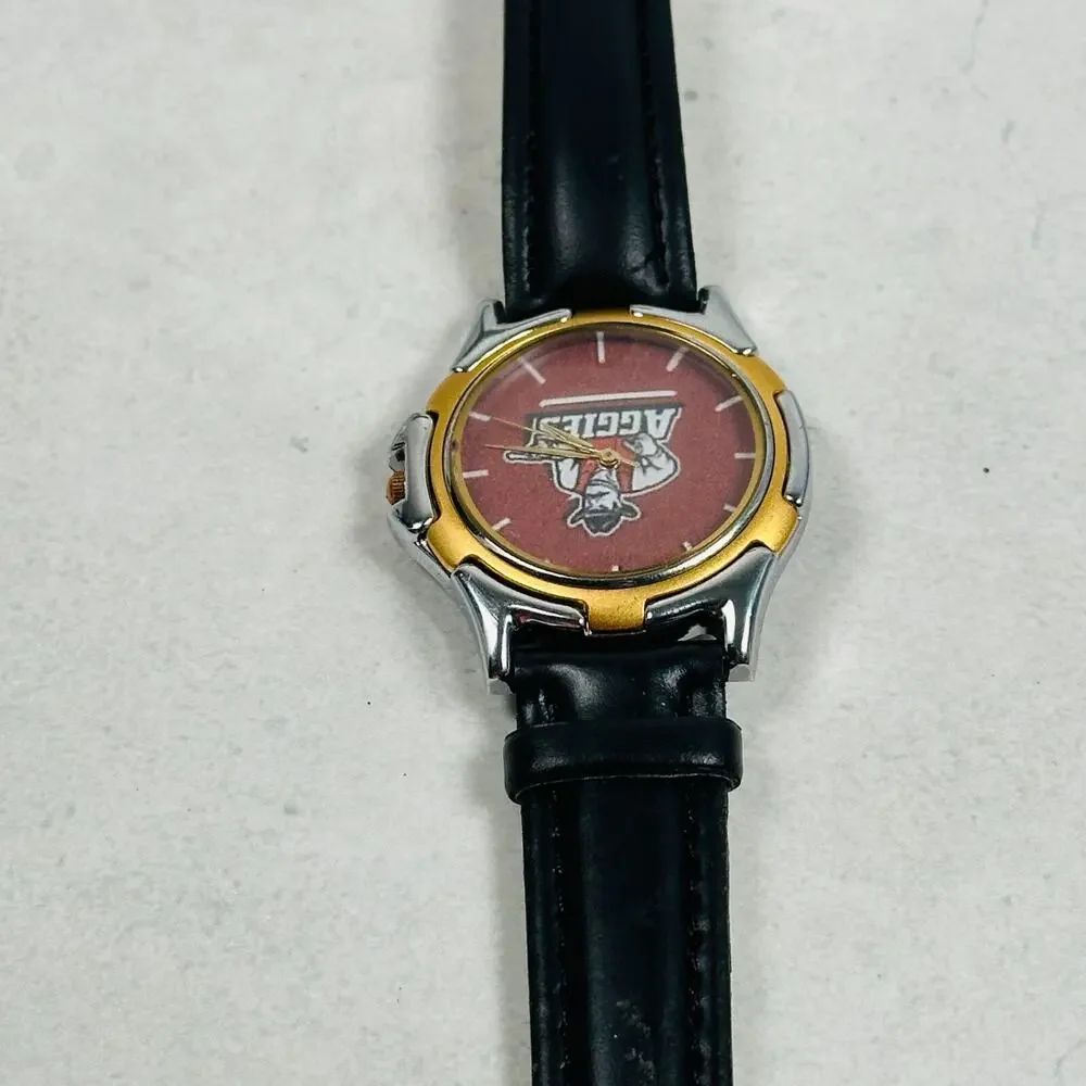 New Mexico State Aggies Watch Mens 38mm Red Two Tone Leather Band New Battery